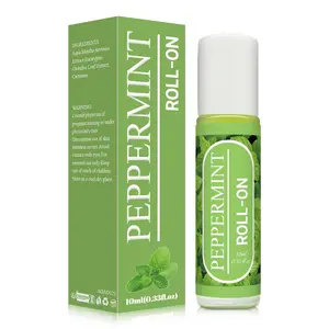 Peppermint Essential Oil Roller Ball, Natural Diluted Blend, Relieves Nausea, Motion Sickness, Energizes, Work, Massage, 10ML