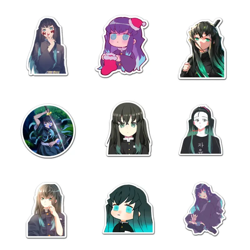 Muichiro Tokito Sticker Pack 9 PCS Vinyl, Anime Car Wall Kid Phone Book Stickers, Funny Sticker Decal Decor