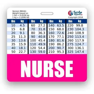 Horizontal Nurse Badge Buddy with Height & Weight Conversion Charts Pink
