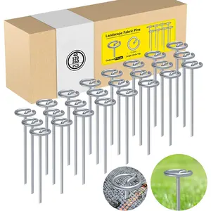 Landscape Fabric Pins, Thickened 8 Gauge Circle Top Landscape Pins, Not Easy to Bend 6 inch Galvanized Landscape Fabric Stakes, More Holding Power Than U-Shape Garden Staples (40)