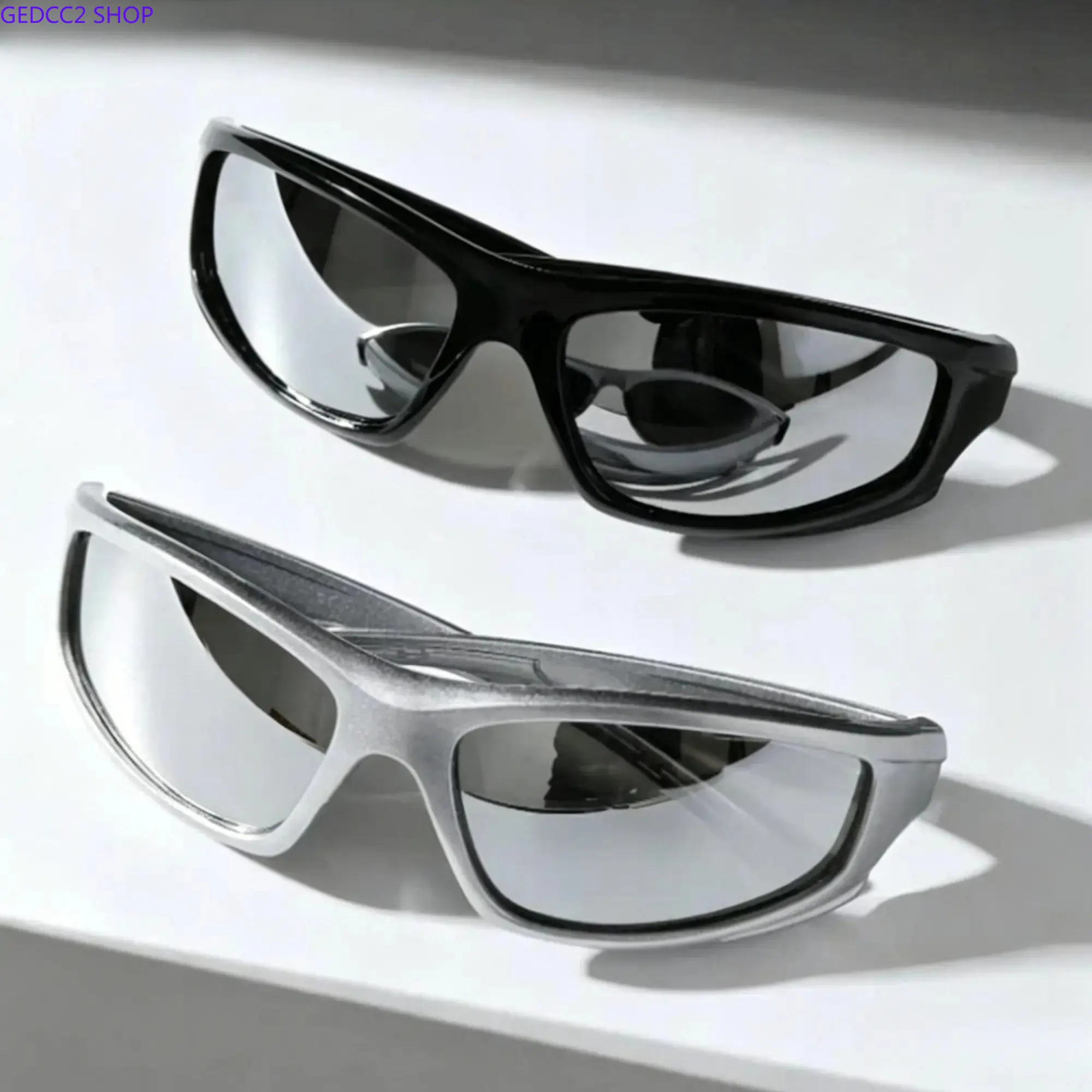Men’s 2-Pack Y2K Wrap-Around Sunglasses, Futuristic UV400 Shield Sport Glasses, Lightweight Cyberpunk Outdoor Eyewear for Raves, Cycling, Running, Driving & Streetwear