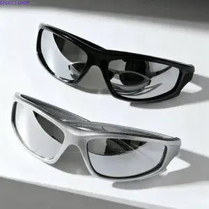 Men’s 2-Pack Y2K Wrap-Around Sunglasses, Futuristic UV400 Shield Sport Glasses, Lightweight Cyberpunk Outdoor Eyewear for Raves, Cycling, Running, Driving & Streetwear