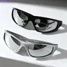 Men’s 2-Pack Y2K Wrap-Around Sunglasses, Futuristic UV400 Shield Sport Glasses, Lightweight Cyberpunk Outdoor Eyewear for Raves, Cycling, Running, Driving & Streetwear