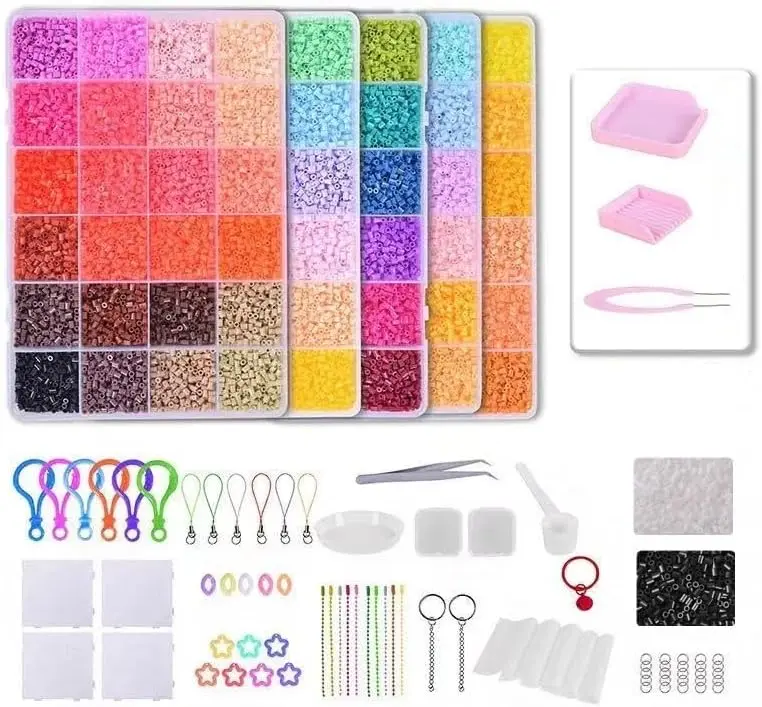Fuse Beads Kit 120 Colors with Storage Organizer Includes Tools Accessories Complete Craft Set for Adult Big Children Toys