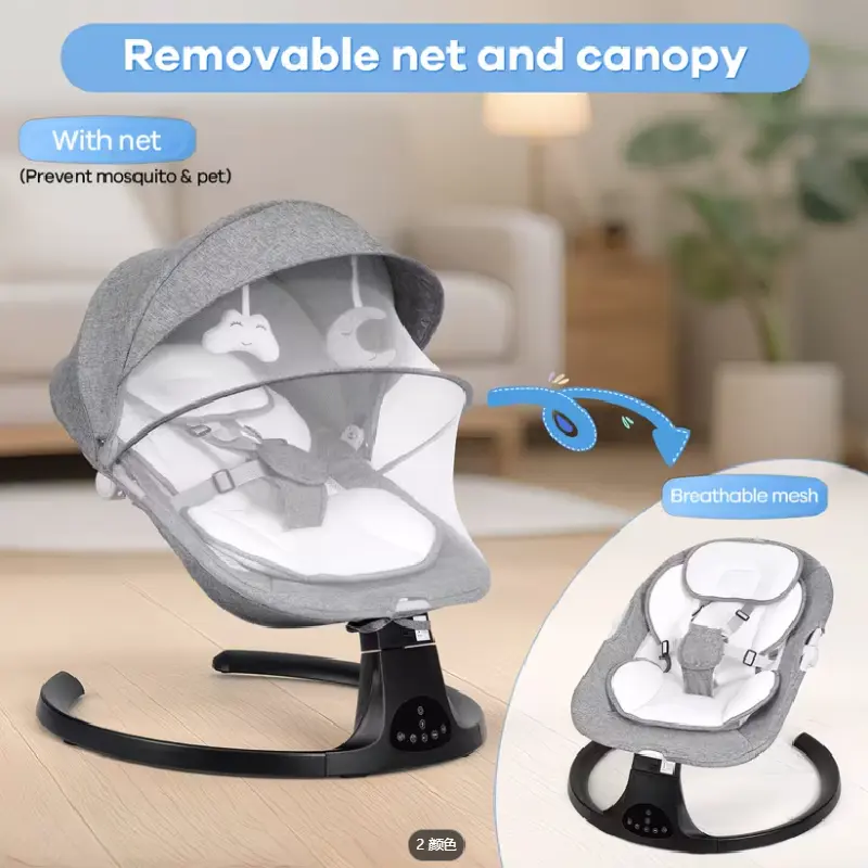 Baby Swing Infant Swing Electric Toddler Baby Rocker Portable for Newborn Boy Girl, 5 Sway Speeds with Remote Control, 10 Preset Melodies and Bluetooth, 0-6 Months Max 20 Lbs (Black)