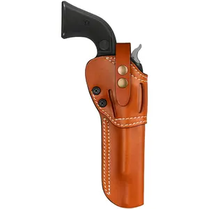 Single Six 22 6.5 Inch Leather Revolver Holster for Ruger Wrangler, Single Six, Single Ten .22, Heritage Rough Rider, Colt New Frontier and Similar Pistols, Adj. Retention, Ambidextrous, Brown Color
