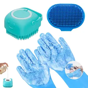 PawSpa 4PCS Dog Washing Gloves & Pet Bath Brush Grooming Set