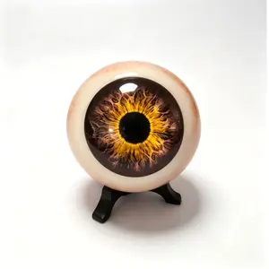 6cm 3D Ultra-Realistic Spooky Multicolor Monster Eyeball, New Resin Pupil Ornament Figurine with Base for Halloween, Desk & Escape Room Decor