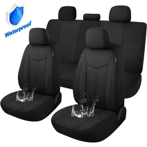 Waterproof Car Seat Cover Full Seats, Neoprene 5 Seat Covers Set for Cars, Premium Seat Liner Machine Washable For All Seasons Snow Melting Summer Swimming, Split Bench With Three Zippers Compatible Car Interior Covers, Universal Fit Most Car Sedan SUV