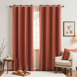 KOUFALL Burnt Orange Fall Blackout Curtains for Living Room 2 Panels Set Black Out Curtain 84 Inches Long Window Autumn Decor Room Darkening Curtains for Bedroom Dining Room Drapes 84 Inch Length