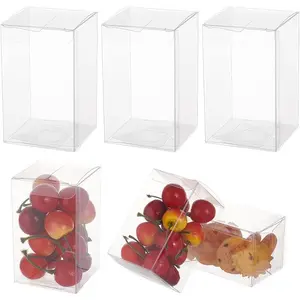 30 count 2.3x2.3x4 Film Covered Clear Plastic Party Favor Box for Wedding Party Decor, Choclates, Candy Cookies Favors, Mother's Day Festival  Packaging