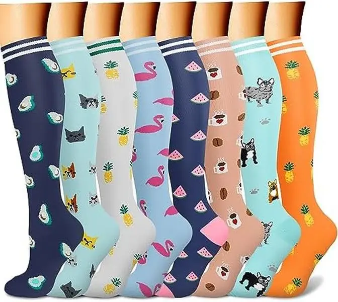 CHARMKING Compression Socks for Women & Men 3 Pairs 15-20 mmHg Best Support for Athletic Running Cycling with Fun Patterns