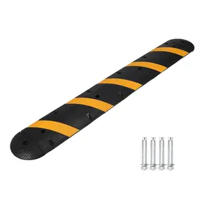 1 Pack 72 inch Rubber Speed Bump with 4 End Cap, Speed Bumps for Road, 66000 LBS Capacity Speed Humps with 8 Bolts for Parking Lots