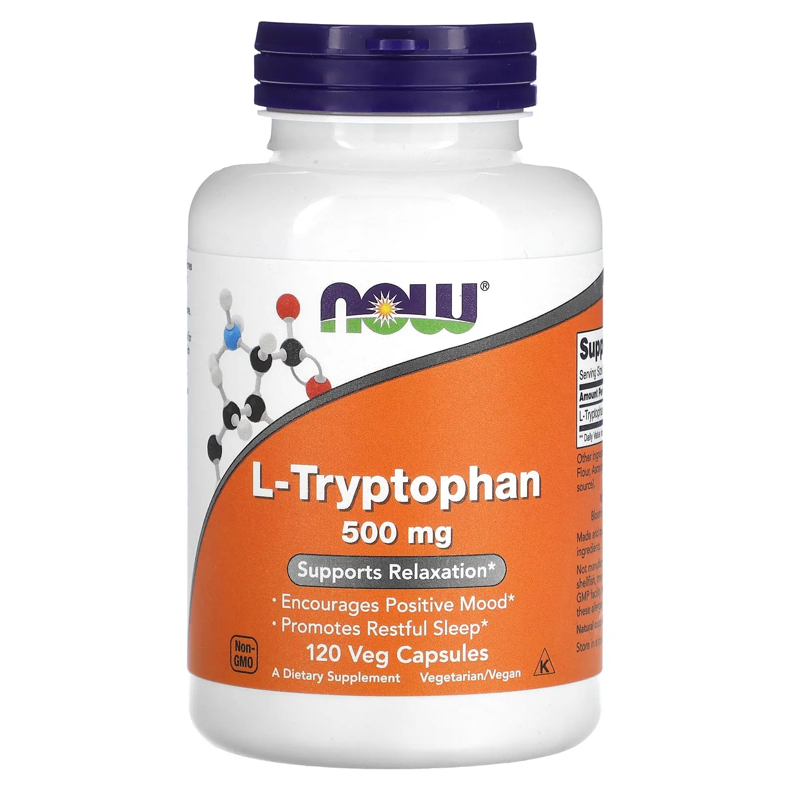 NOW Foods L-Tryptophan, 500 mg, 120 Veg Capsules NOW Foods L-Tryptophan, 500 mg, 120 Veg Capsules