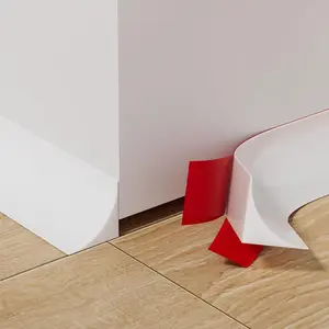 9.8' Flexible Quarter Round Molding, Peel and Stick Shoe Molding Baseboard,Selfadhesive Corner Trim for Wall Floor Edge, Bendable Rubber Trim for Stair,Countertop,Backsplash, Bathroom Bathtub (White)