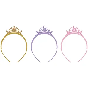 Little Gym - Disney Princess Once Upon A Time Tiara Crown Headbands, Gold/Purple/Pink, One Size, 3-pk, for Birthday Party