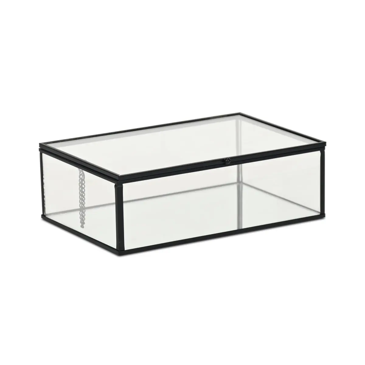 Cheungs 6138BK Minimalist Decor Lume Glass & Metal Frame Storage Box - Black, Home Organiser for Room Organization