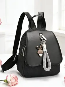 Fashionable Candy Color Zipper Backpack, New Style Solid Color Casual Shoulder Bag, Large Capacity Versatile Use Commuter Lightweight Small PU Leather Bag for Women