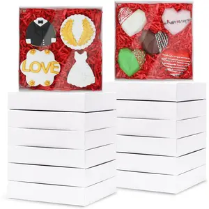 50 count 6" x 6" x 1 1/4" Cookies Boxes with Full Clear Window Bakery Boxes Macaron  Box  Covered Ores Box - Simplex Base with Clear Lid (Two  Set)