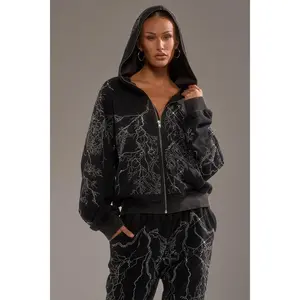 ELECTRIC LOVE RHINESTONE ZIP UP SWEATSHIRT