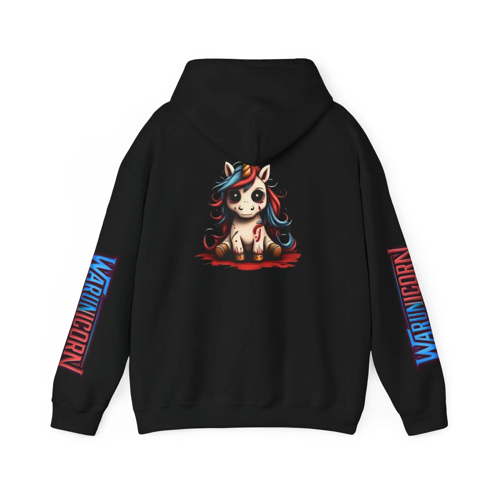 Grunge Zombie Plushie Unicorn Hoodie | Cute Goth Kawaii Monster Casual Pullover Hoodie Womenswear Sweatshirt Soft Drawstring Kangaroo