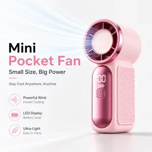 Mini Pocket Fan – Ultra Portable Handheld Fan with Strong Wind, Quiet Motor & Digital Display, Perfect for Travel, Outdoor & Daily Use
