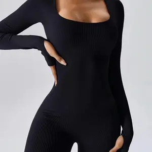 Women's Sexy Square Neck Bodysuit Long Sleeve Double Lined Shirt Tops Womenswear Underwear Basic Black