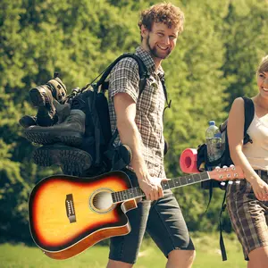 Ktaxon KMA101 41In Basswood Panel Matte Edging Folk Guitar with 10W Amplifier Bag Tuner and other Accessories Sunset