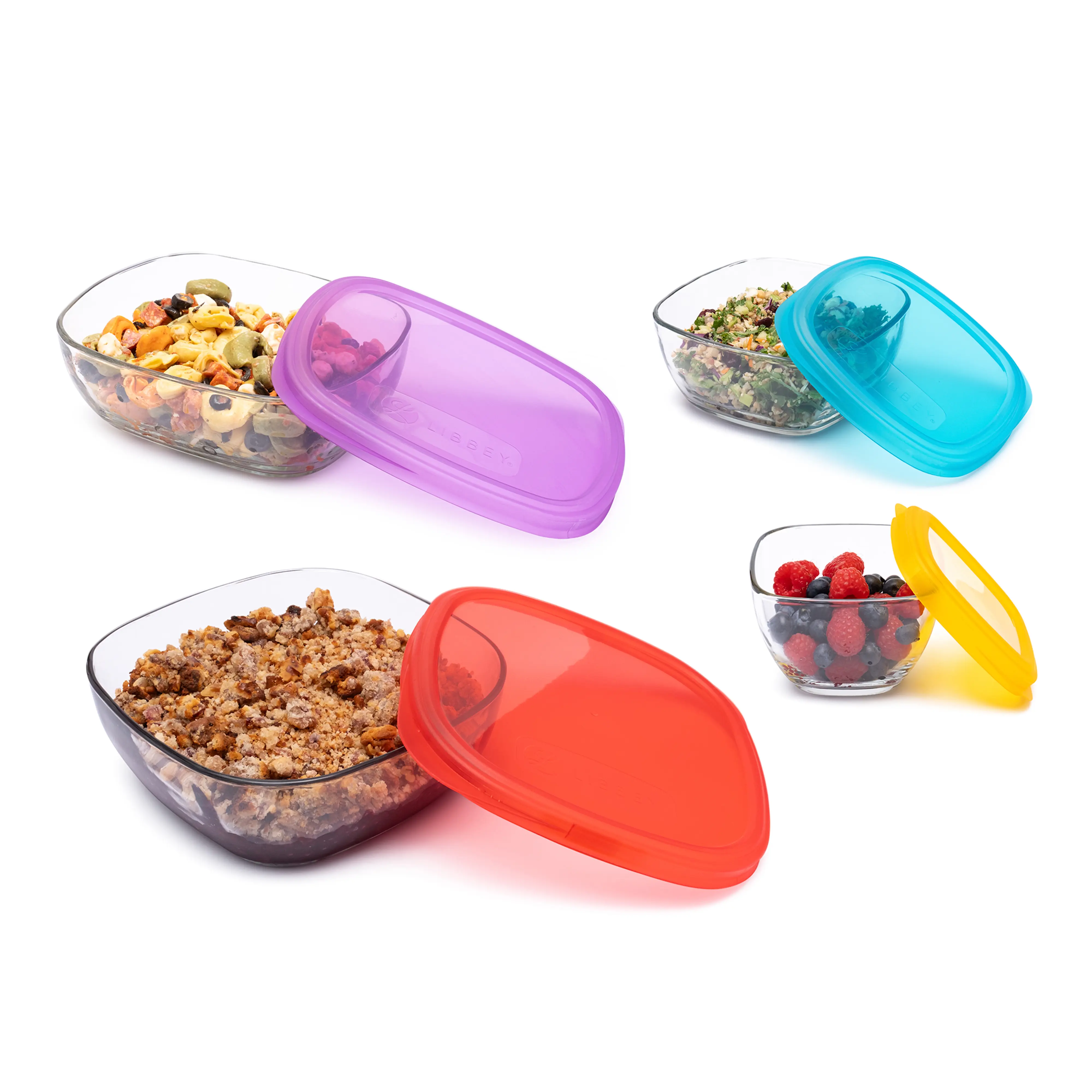Libbey Serve It Glass Storage Bowls Set of 8 Stackable 2, 6, 8, 12.5 Cup Food Storage Containers with Sung Fit Lids, Glass Bowls Set for Snacks, Leftover or Meal Prep