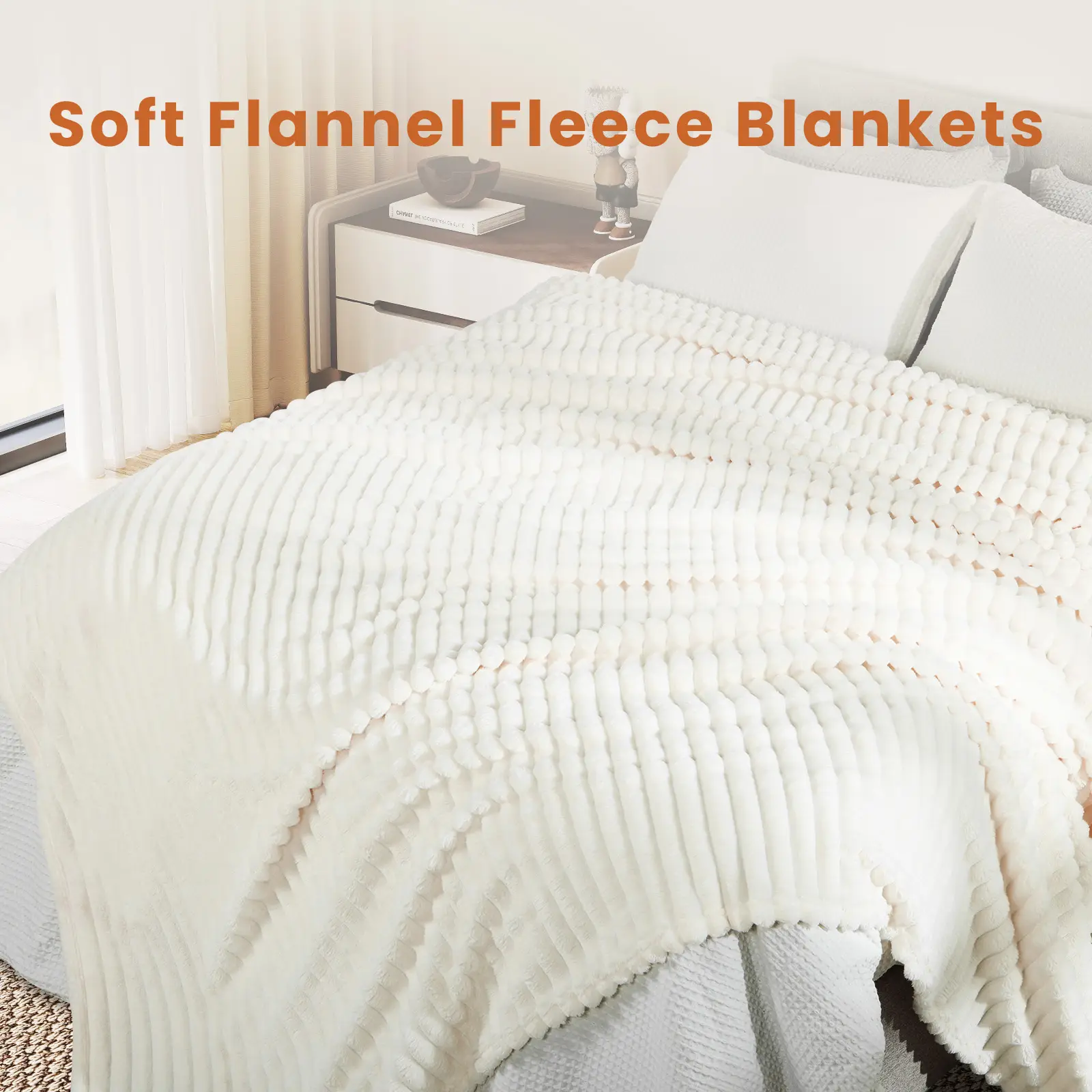 【VALUXE】Soft & Cozy Striped Flannel Fleece Blanket – Fluffy All-Season Throw for Couch, Bed, Travel & Perfect Christmas Gift