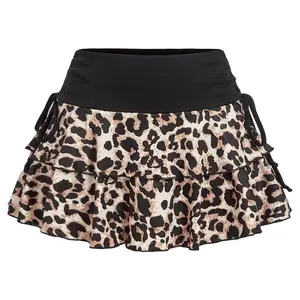 ZAFUL Women’s Pleated Mini Skort, Ruffled Tiered Skort with Elastic Waist and Drawstring, Crinkle Layered Cake Skirt, Golf/Tennis Skort, Women’s Short Skirt