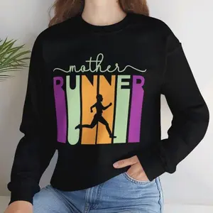 Mother Runner Sweatshirt For Mom Heavy Blend Crewneck , track and field, cross country Cotton Fabric Womenswear Comfortable Sweaters