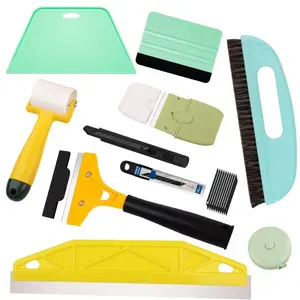 10Pcs Peel and Stick Wallpaper Tools Set, Wallpaper Smoothing Tool Kit with Scraper, Felt Squeegee, Seam Roller, Utility Knife and Tape Measure, Premium Home DIY Supplies for Wallpaper, Window Film, Backsplash Tile & Contact Paper Installation