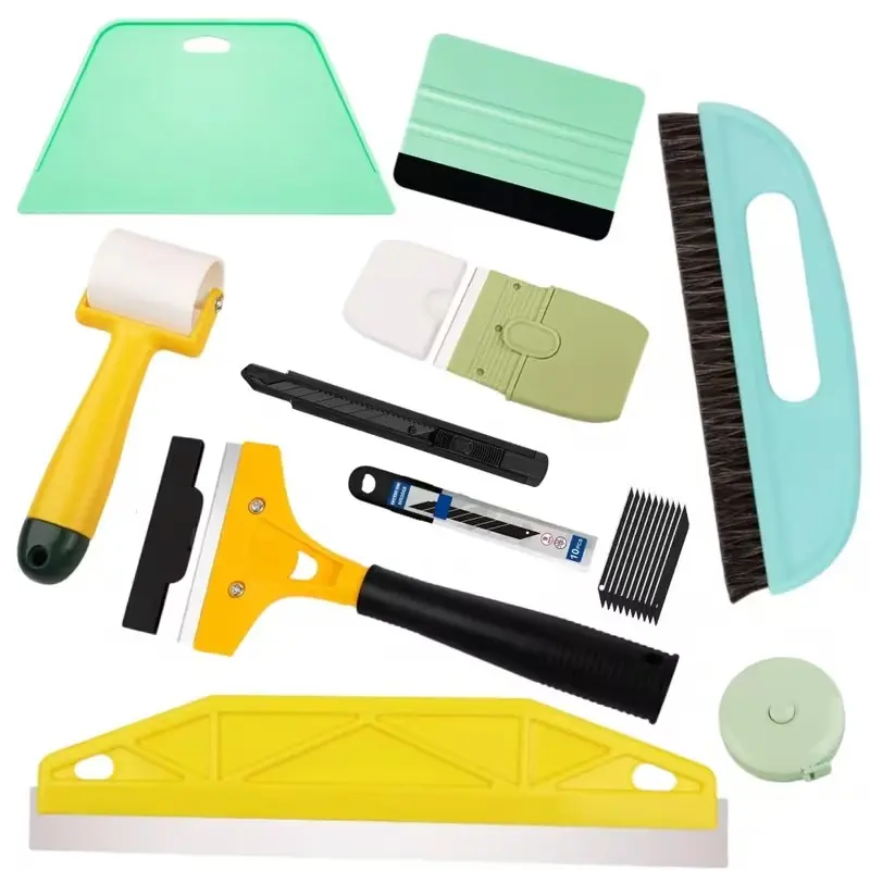 10Pcs Peel and Stick Wallpaper Tools Set, Wallpaper Smoothing Tool Kit with Scraper, Felt Squeegee, Seam Roller, Utility Knife and Tape Measure, Premium Home DIY Supplies for Wallpaper, Window Film, Backsplash Tile & Contact Paper Installation
