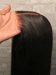 5x5 Straight Glueless Lace Closure Wig, Pre-Bleached Human Hair, Transparent Lace, 150% Density Brazilian Virgin Hair
