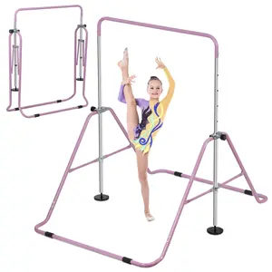 ZENY Kids Expandable Gymnastics Kip Bar 5 Height Adjustable Steel Junior Training Bar Home Pink 17.5lbs