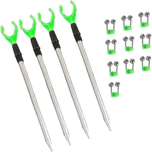 4-Pack Telescopic Ground Fishing Rod Holder Stand Fishing Pole Rack for Bank Fishing
