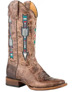 Women's Arrow Inlay Western Boot Broad Square Toe - 09-021-7022-1426 Br