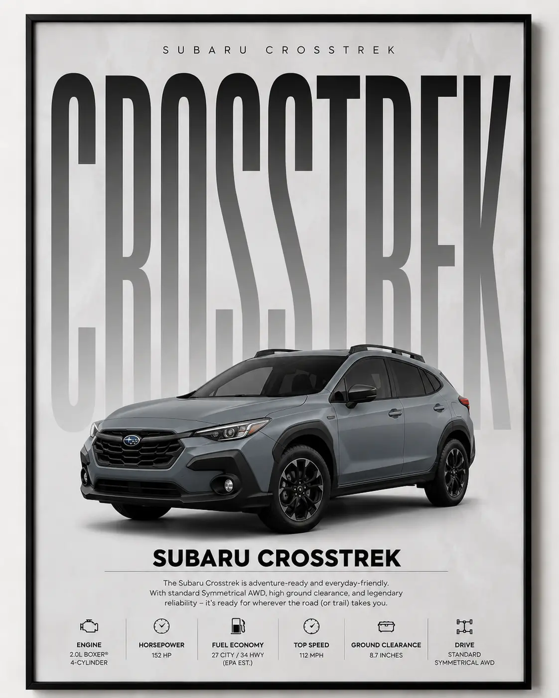 Subaru Crosstrek Poster No Frame | Sports Car Wall Art Print | Modern Automotive Poster | Gift for Car Enthusiast | Car Print | Car Poster