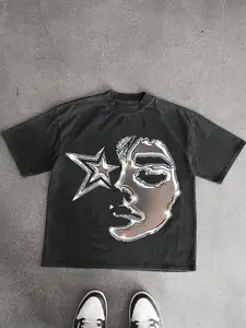 Men's Star Print Short Sleeve Casual Stylish Tee, Regular Fit Casual Street Round Neck T-Shirt for Summer, Men's Top for Daily Wear