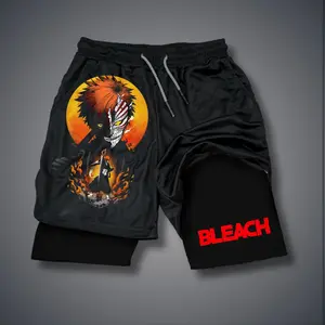Anime Double-Layer Sports Shorts Graphic Shorts Black Shorts Camo Shorts Streetwear Shorts Men Outfits Men Short Shorts Vacation Outfits Shorts