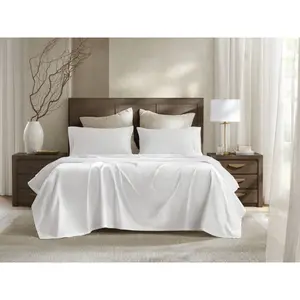 360 Stand Cool Soft Sateen Sheet Set - HHD20-1957, Egyptian Cotton, Breathable Weave, White, Soft Breathable Sheet for California King Bed, Cool Soft Sheets