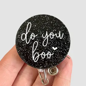 Glitter My Badge Halloween Do you boo glitter badge reel for nurse and hospital workers. Badge clip Badge pull - Retractable swivel clip with a 360 rotation. Great gift for coworker.