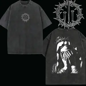 valentine shirts Gothic Crown of Thorns T-Shirt: Washed Heavy Cotton Vintage Graphic Tee
