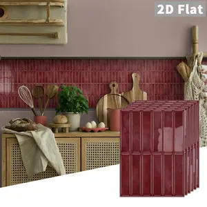 3/15PCS Nordic Exquisite and Simple Style Rose Red Vinyl Thickened Crystal Film Self-adhesive Tile Stickers, Wall Stickers can be used in kitchens and bathrooms - Easy to install and remove on the wall, peel and stick immediately with enhanced adhesion