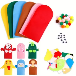 DIY Handmade Puppet Making Kit, 6 Counts/set Cute Animal Design Felt Crafts, Creative DIY Handmade Puppet Toy for Teenager & Teenager