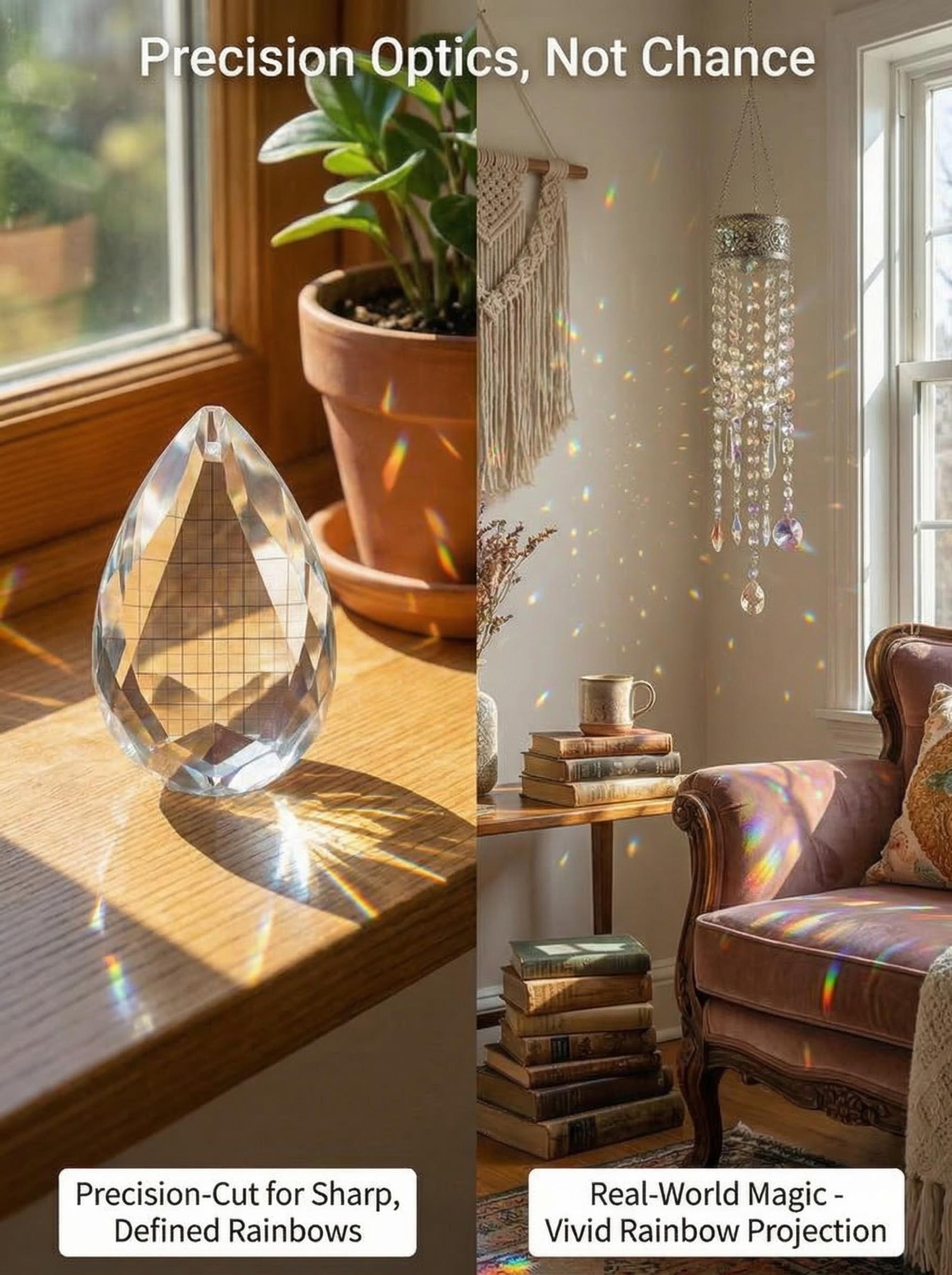 Crystal Sun Catcher with Silver flower Crown – Rainbow Maker Prism Decor, Handmade , Indoor Windows ,  french doors Durable Gift for Home Garden Wedding Blessings glass suncatcher wall art great gardening unique large memorial wind chime