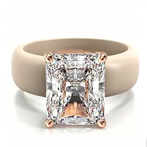 Trendy GlowStone Stackable Rings for Women – Patented Emerald Cut 10x8mm CZ Silicone Ring Set, Ultra-Thin & Fashion-Forward