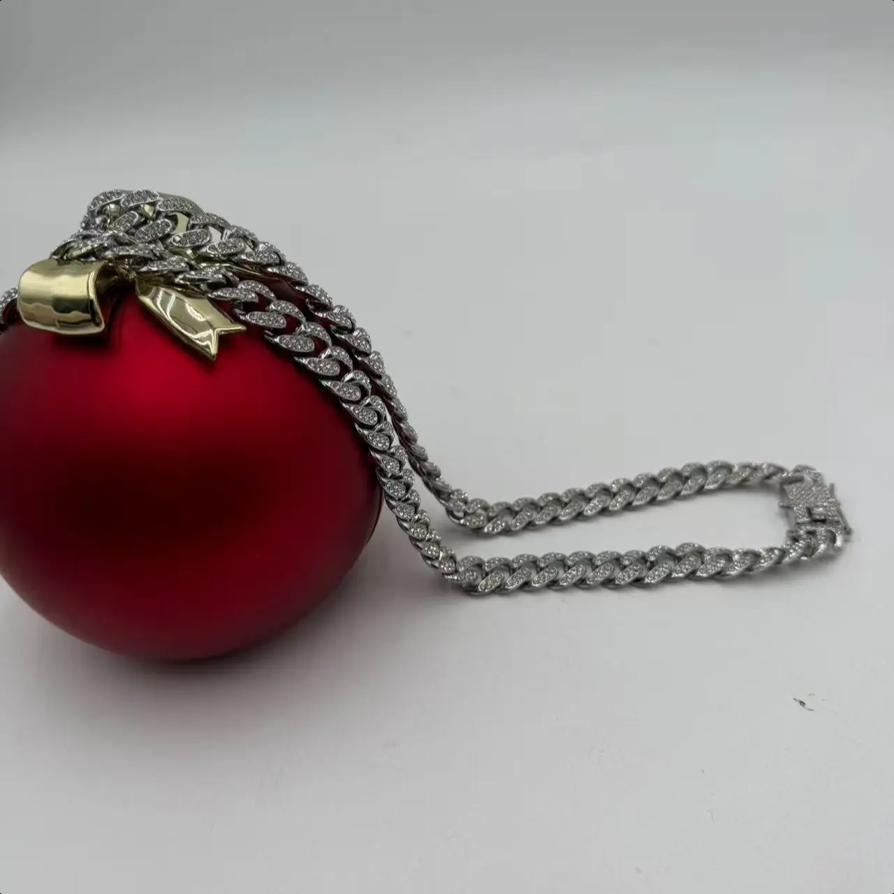 QGANCLE (xhr)Necklace, Rhinestone Decor Logo Pendant, Wearing Cuban Chain Jewelry, Fashion Jewelry for Party, Daily Decor