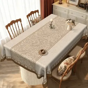 Vintage Floral Art Rectangle Tablecloth, Light Color Base, Elegant Retro Design, Polyester Fabric, Indoor & Outdoor Winter Party Decor